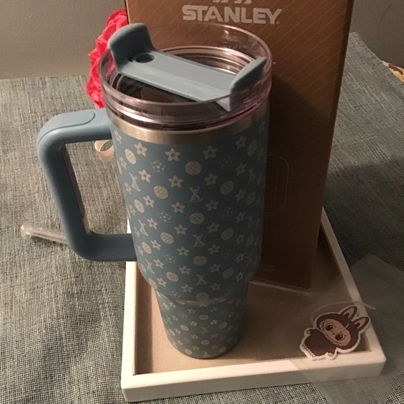 Stanley Light Blue Tumbler with Labubu Monogram Designer inspired .Brand New. - Picture 3 of 5